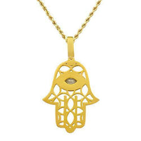 Thumbnail for Marquise Natural Diamond Center Stone Hamsa Pendant in 14k Yellow Gold 2.14 Ctw