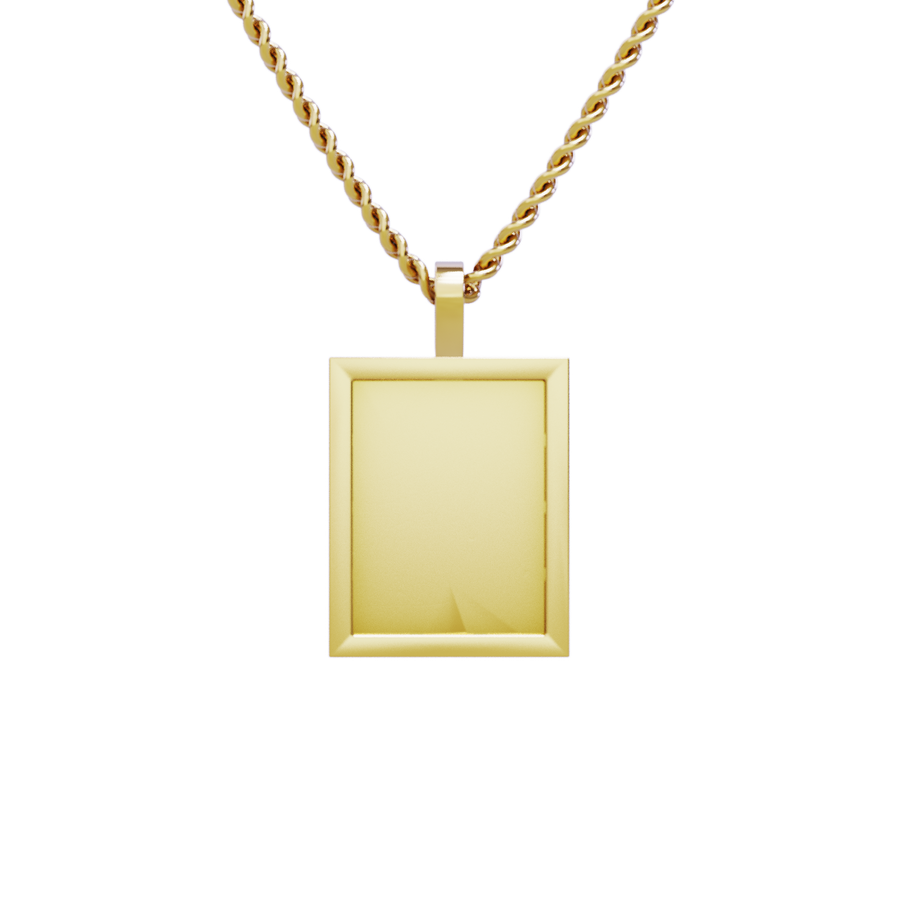 Colgante con dije de memoria rectangular mediano de oro amarillo de 14 k