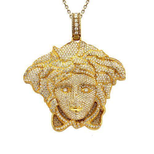Medusa Diamond Pendant in 14k Yellow Gold 8.61 Ctw