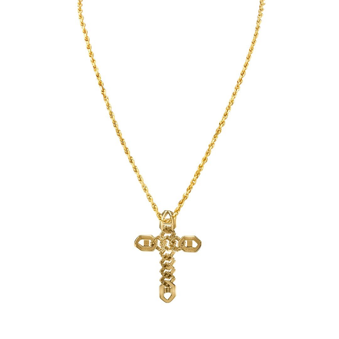 10k Yellow Gold Modern Diamond Cross Pendant 1.33 Ctw