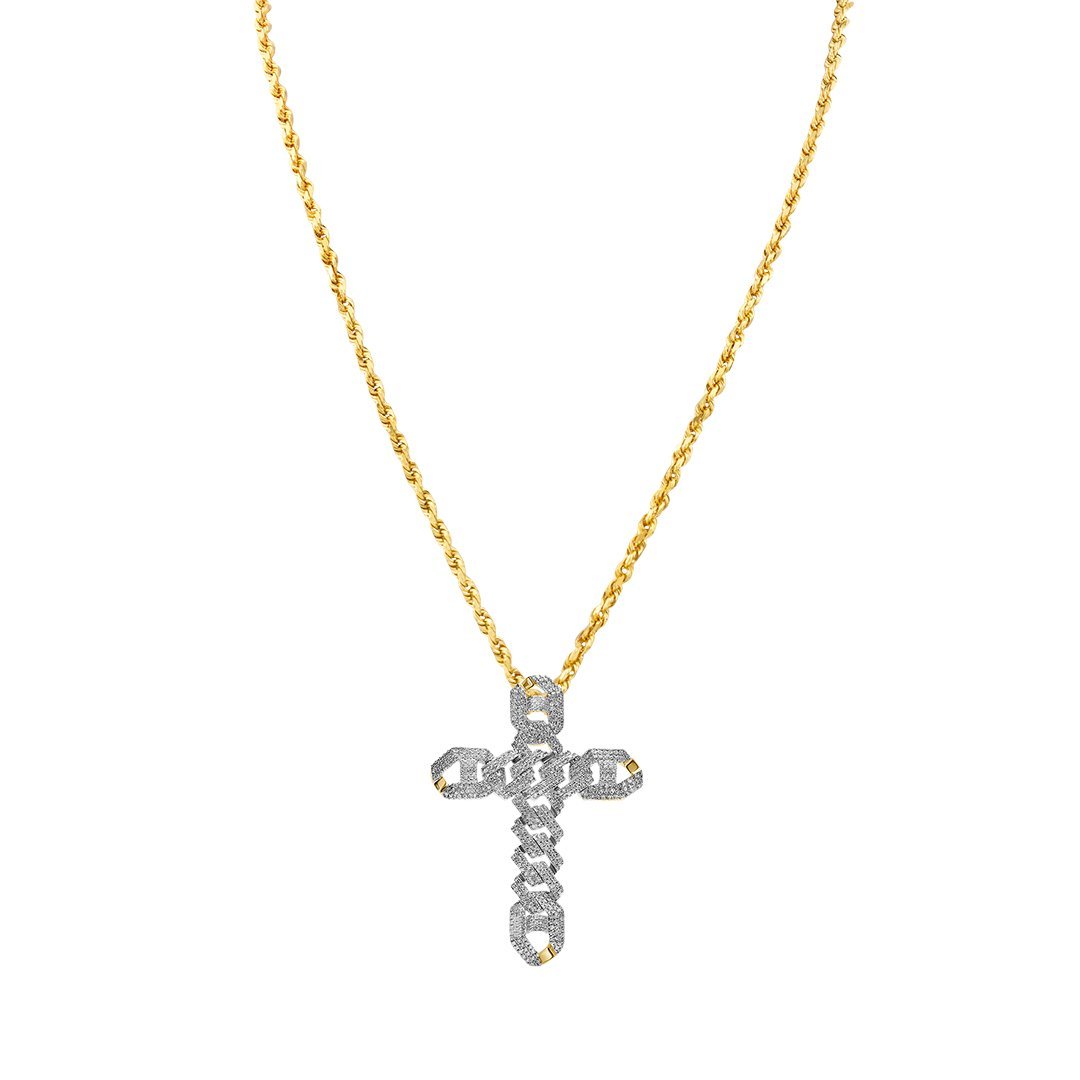 10k Yellow Gold Modern Diamond Cross Pendant 1.33 Ctw