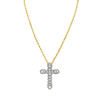 Thumbnail for 10k Yellow Gold Modern Diamond Cross Pendant 1.33 Ctw