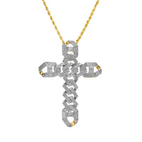 Thumbnail for 10k Yellow Gold Modern Diamond Cross Pendant 1.33 Ctw