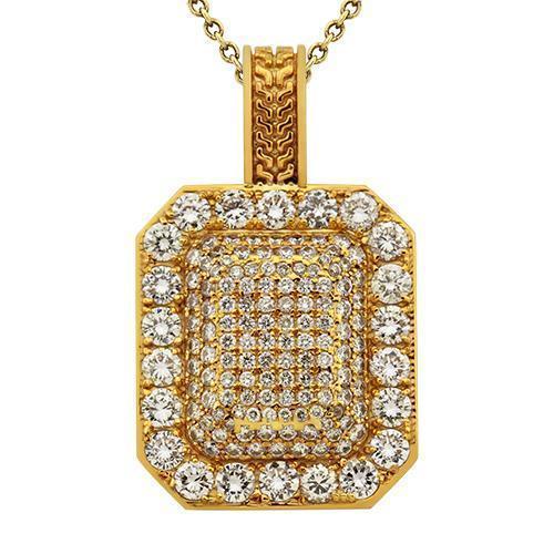 Pave Diamond Pendant in 14k Yellow Gold 3.5 Ctw