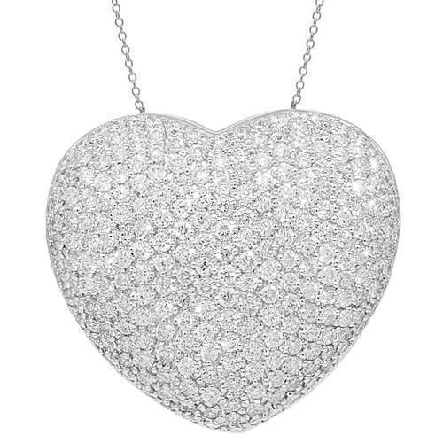Pave Set Diamond Heart Locket Pendant 5.53 Ctw in 18K White Solid Gold