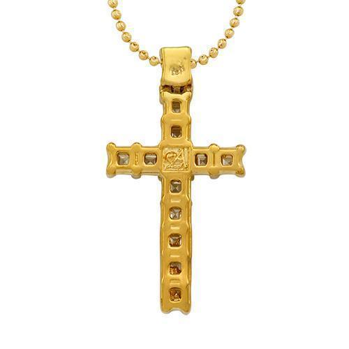 Princess Cut Diamond Cross Pendant in 18k Yellow Gold 1.75 Ctw