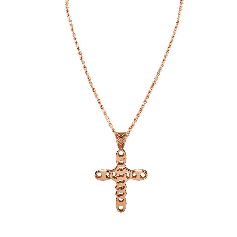 14k Yellow Gold Puff Link Diamond Cross Pendant 1.26 Ctw