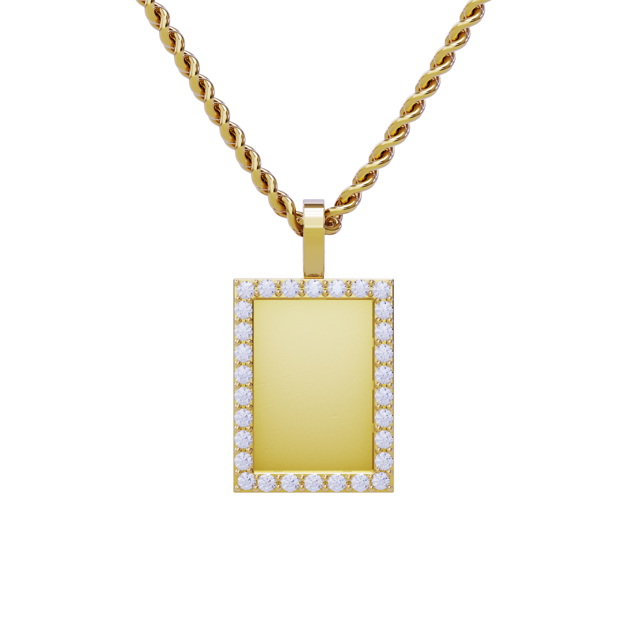 14k Yellow Gold Rectangle Shaped Diamond Memory Charm Pendant 0.70 Cwt.