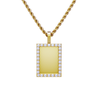 Thumbnail for Colgante con dije de memoria de diamante en forma de rectángulo de oro amarillo de 14 k de 0,70 cwt.