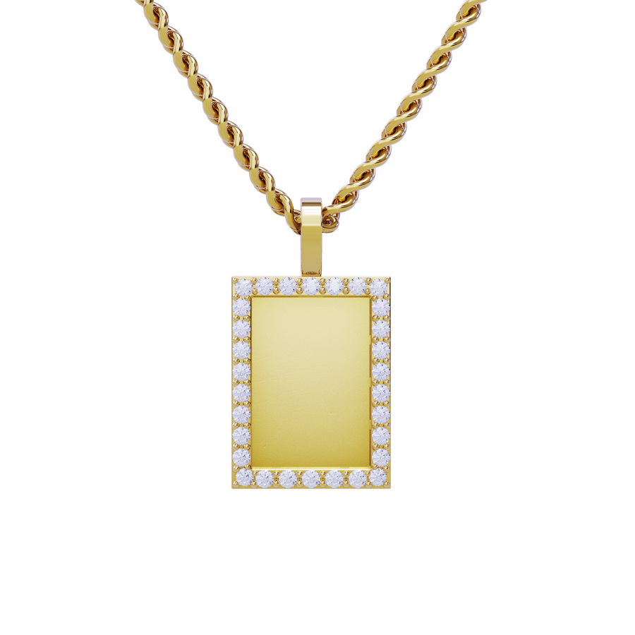 14k Yellow Gold Rectangle Shaped Lab Diamond Memory Charm Pendant 0.70 Cwt.