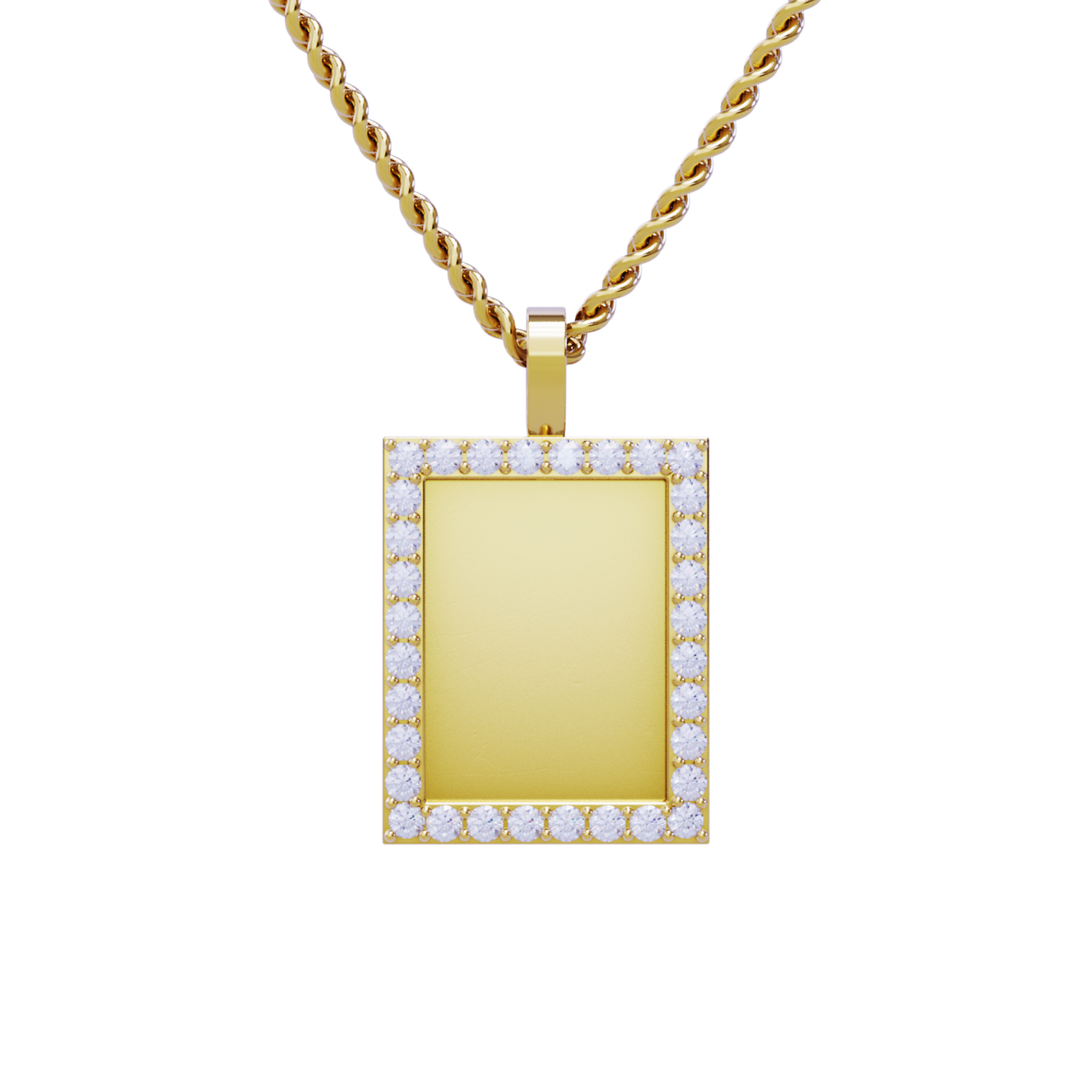 14k Yellow Gold Rectangle Shaped Diamond Memory Charm Pendant 1.50 Cwt.