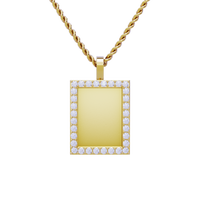 Thumbnail for 14k Yellow Gold Rectangle Shaped Diamond Memory Charm Pendant 1.50 Cwt.