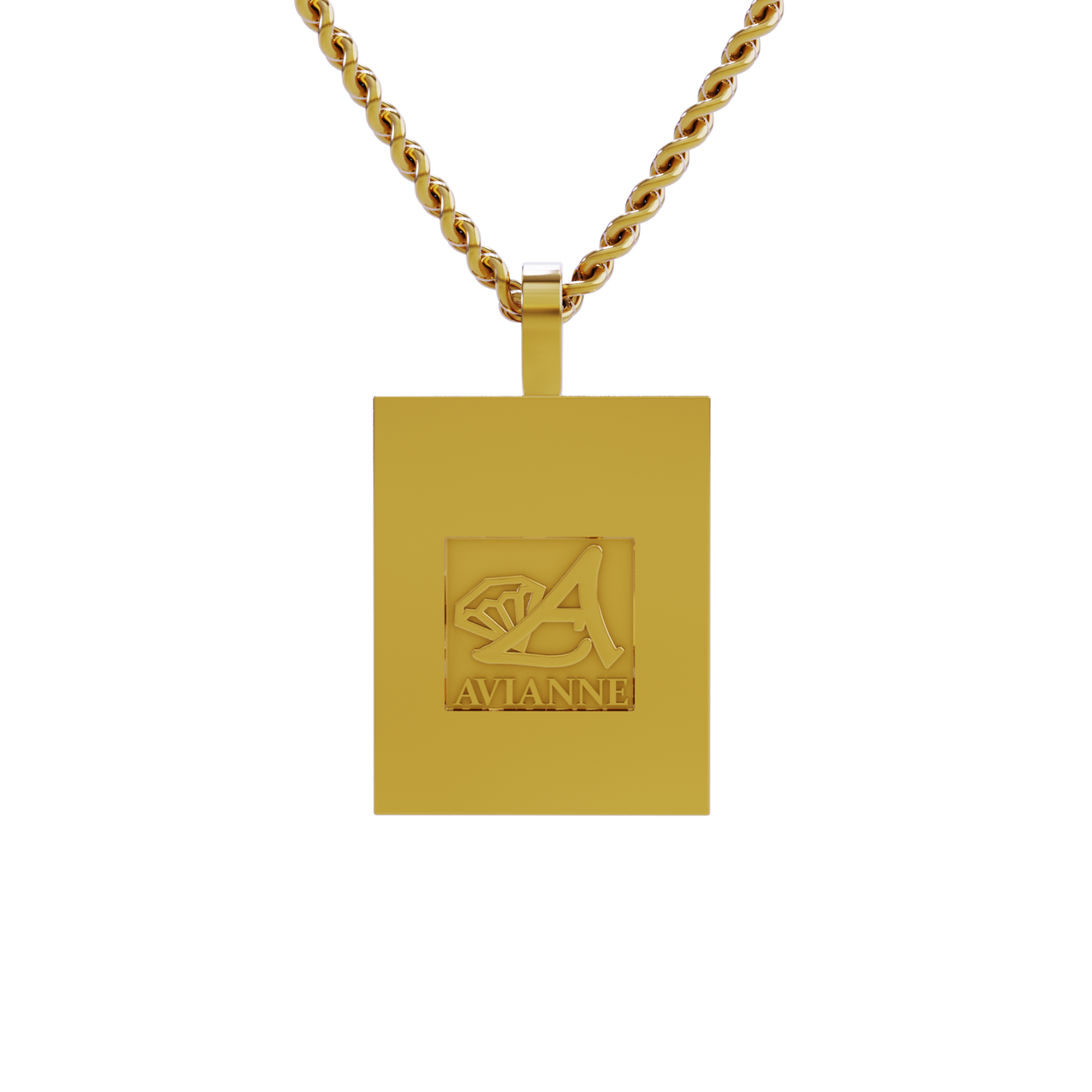 14k Yellow Gold Rectangle Shaped Diamond Memory Charm Pendant 1.50 Cwt.