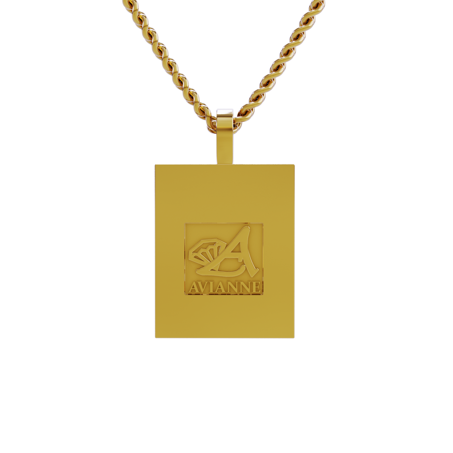 14k Yellow Gold Rectangle Shaped Lab Diamond Memory Charm Pendant 1.50 Cwt.