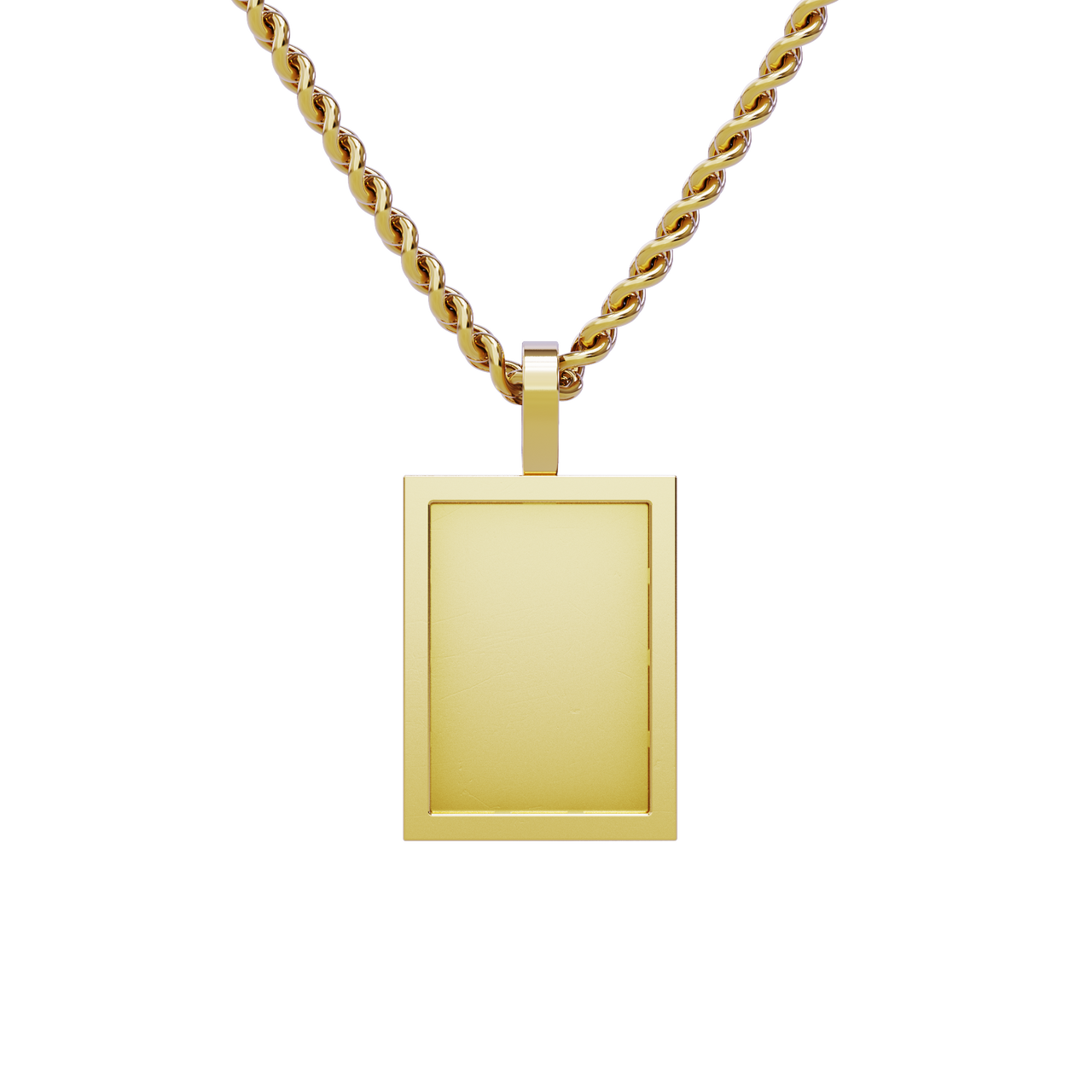 Rectangle Shaped Memory Charm Pendant in 14k Yellow Gold