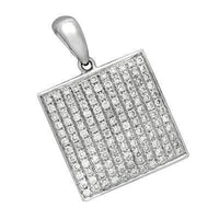 Thumbnail for White Round Cut Diamond Square Pendant in White Solid Gold