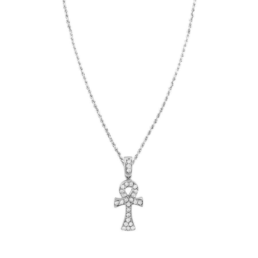 Colgante Ankh con diamantes pequeños de oro de 14 k (0,25 quilates)