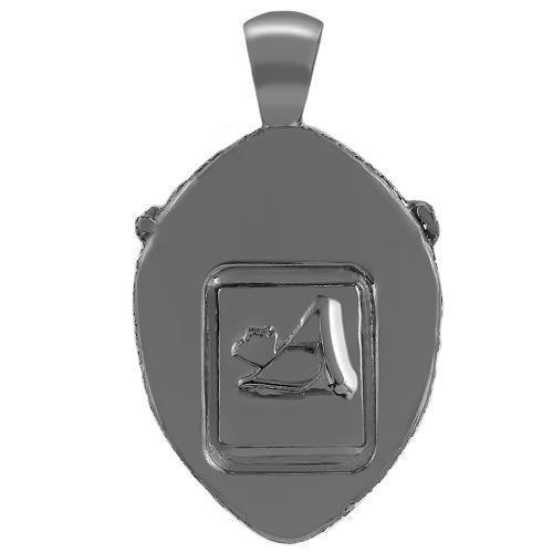 Sterling Silver Black Rhodium Plated Mens Custom Design Diamond Tiger Pendant With White And Black Diamonds 5.00 Ctw