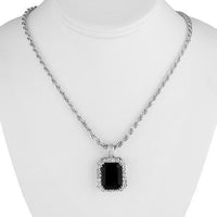 Thumbnail for Sterling Silver Rhodium Plated Semi-Precious Crystal Onyx Pendant