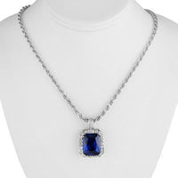 Thumbnail for Sterling Silver Rhodium Plated Semi-Precious Crystal Sapphire  Pendant