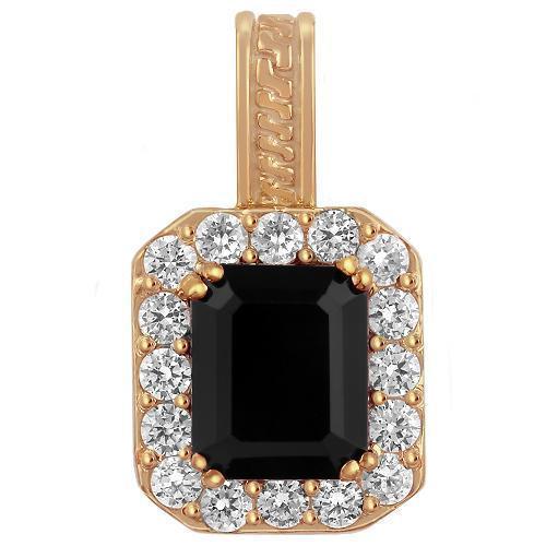 Sterling Silver Rose Gold Plated Semi-Precious Crystal Onyx Pendant