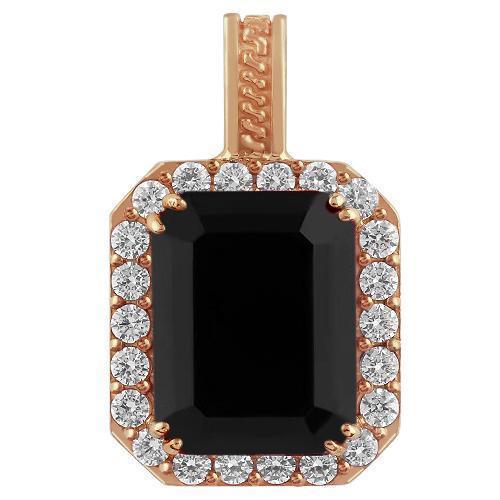 Sterling Silver Rose Gold Plated Semi-Precious Crystal Onyx  Pendant