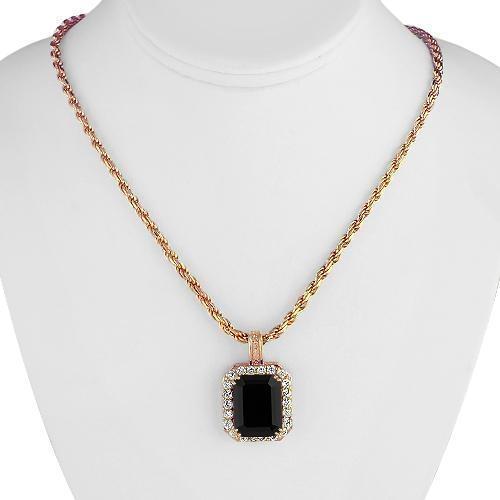 Sterling Silver Rose Gold Plated Semi-Precious Crystal Onyx  Pendant
