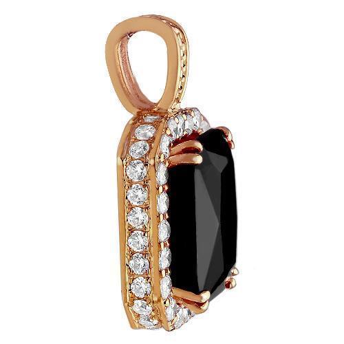 Sterling Silver Rose Gold Plated Semi-Precious Crystal Onyx  Pendant