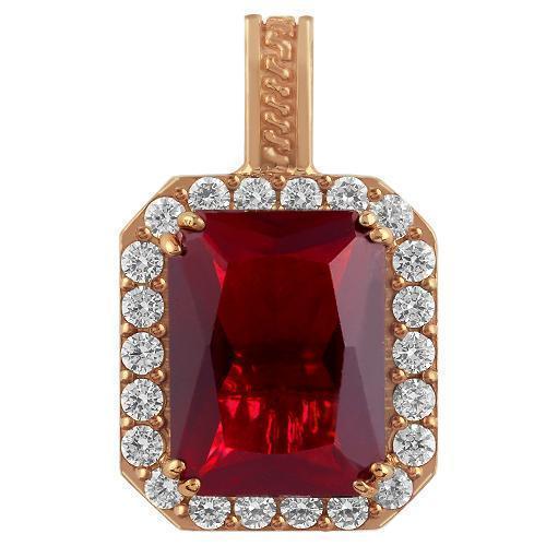 Sterling Silver Rose Gold Plated Semi-Precious Crystal Ruby Pendant