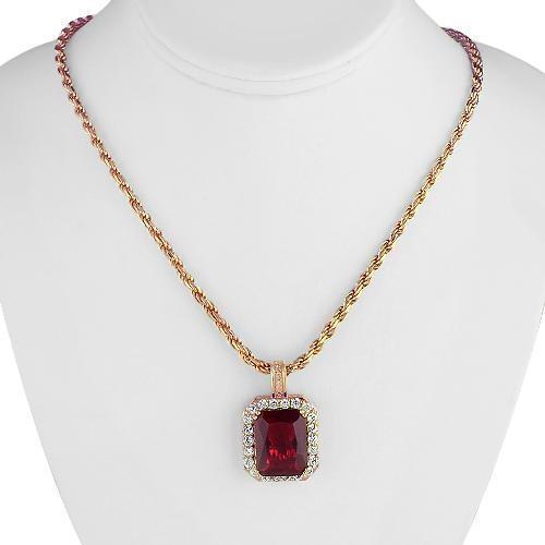Sterling Silver Rose Gold Plated Semi-Precious Crystal Ruby Pendant
