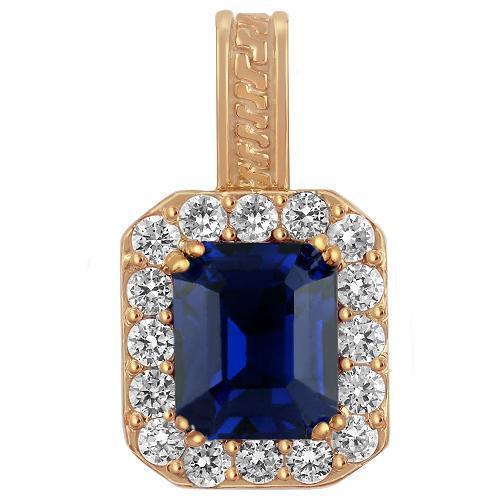 Sterling Silver Rose Gold Plated Semi-Precious Crystal Sapphire Pendant