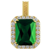 Thumbnail for Sterling Silver Yellow Gold Plated Semi-Precious Crystal Emerald Pendant