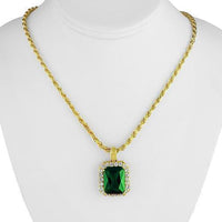 Thumbnail for Sterling Silver Yellow Gold Plated Semi-Precious Crystal Emerald Pendant