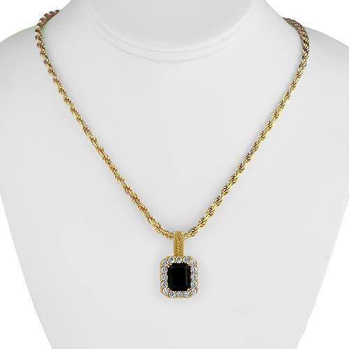 Sterling Silver Yellow Gold Plated Semi-Precious Crystal Onyx Pendant