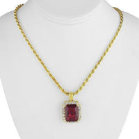 Thumbnail for Sterling Silver Yellow Gold Plated Semi-Precious Crystal Ruby Pendant
