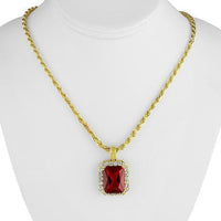 Thumbnail for Sterling Silver Yellow Gold Plated Semi-Precious Crystal Ruby Pendant