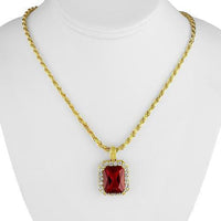 Thumbnail for Sterling Silver Yellow Gold Plated Semi-Precious Crystal Ruby Pendant