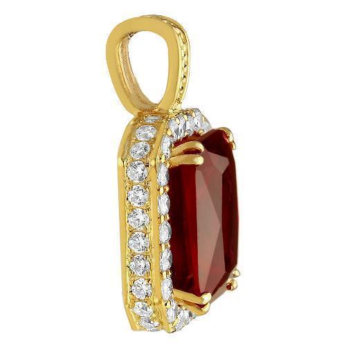 Sterling Silver Yellow Gold Plated Semi-Precious Crystal Ruby  Pendant