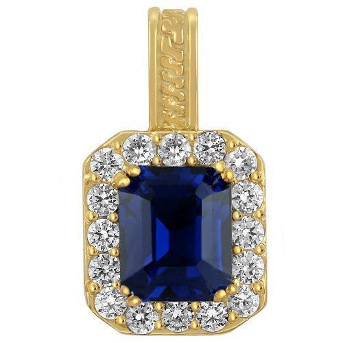 Sterling Silver Yellow Gold Plated Semi-Precious Crystal Sapphire Pendant