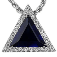 Thumbnail for Triangular Sterling Silver Rose Gold Plated Semi-Precious Crystal Sapphire Pendant 13.00 Ctw