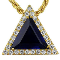 Thumbnail for Triangular Sterling Silver Rose Gold Plated Semi-Precious Crystal Sapphire Pendant 13.00 Ctw