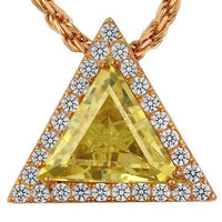 Thumbnail for Triangular  Sterling Silver Yellow Gold Plated Semi-Precious Crystal Citrine Pendant 13.00 Ctw