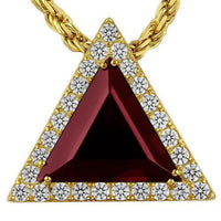 Thumbnail for Triangular Sterling Silver Yellow Gold Plated Semi-Precious Crystal Ruby Pendant 13.00 Ctw