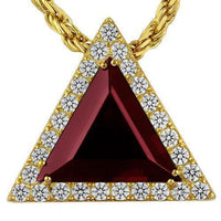 Thumbnail for Triangular Sterling Silver Yellow Gold Plated Semi-Precious Crystal Ruby Pendant 13.00 Ctw