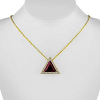 Thumbnail for Triangular Sterling Silver Yellow Gold Plated Semi-Precious Crystal Ruby Pendant 13.00 Ctw