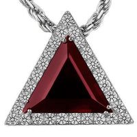 Thumbnail for Triangular Sterling Silver Yellow Gold Plated Semi-Precious Crystal Ruby Pendant 13.00 Ctw