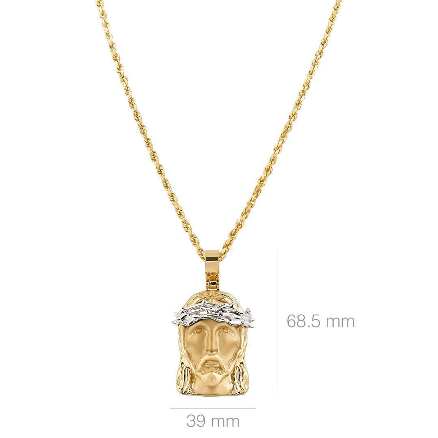 Two Tone 14k Gold Jesus Head Pendant