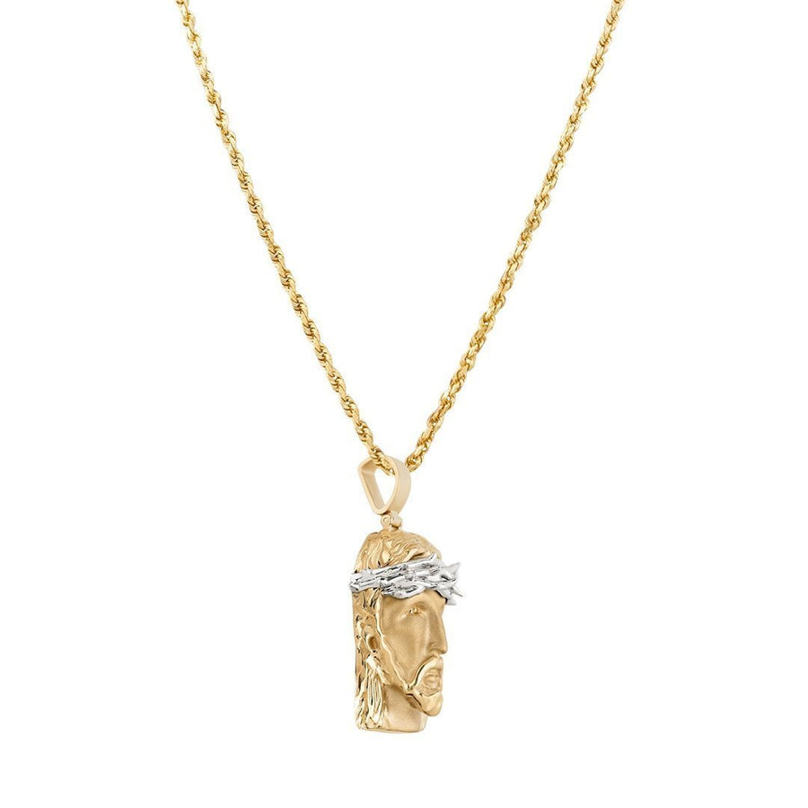 Two Tone 14k Gold Jesus Head Pendant