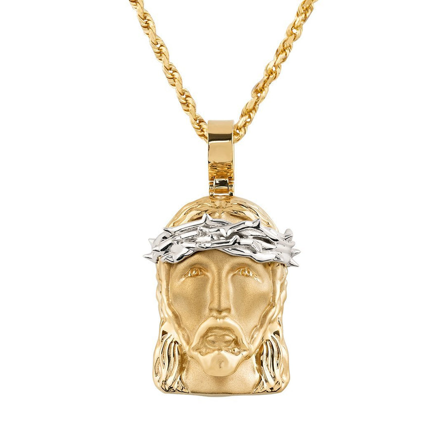 Two Tone 14k Gold Jesus Head Pendant