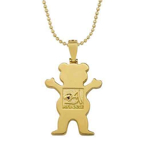 Lot - A diamond and sapphire teddy bear pendant necklace